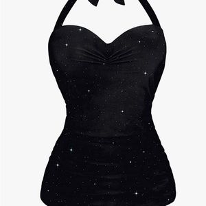 Angerella Vintage Halter Swimsuit Monokini One Piece Swimwear Bathing Suits